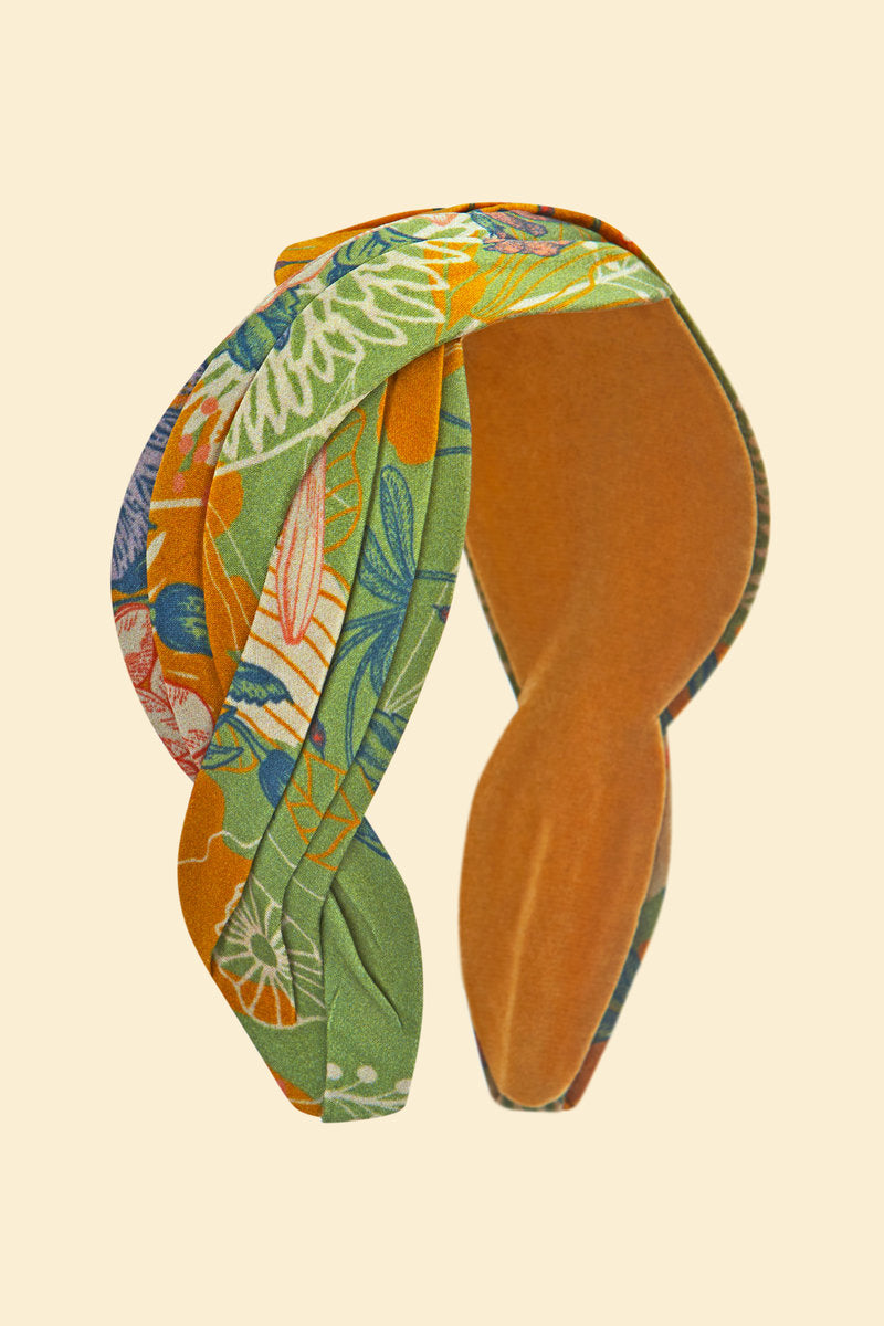 Powder Cockatoo Twisted Satin Headband - Sage