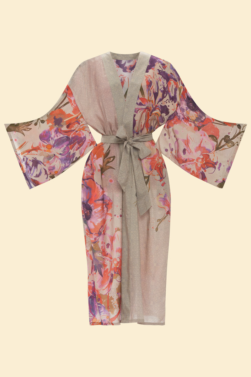 Powder Orchid and Iris Kimono Gown