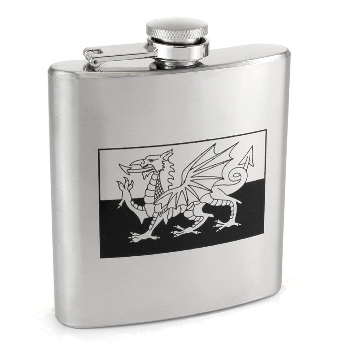 Sophos 6oz Stainless Steel Welsh Flag Hip Flask