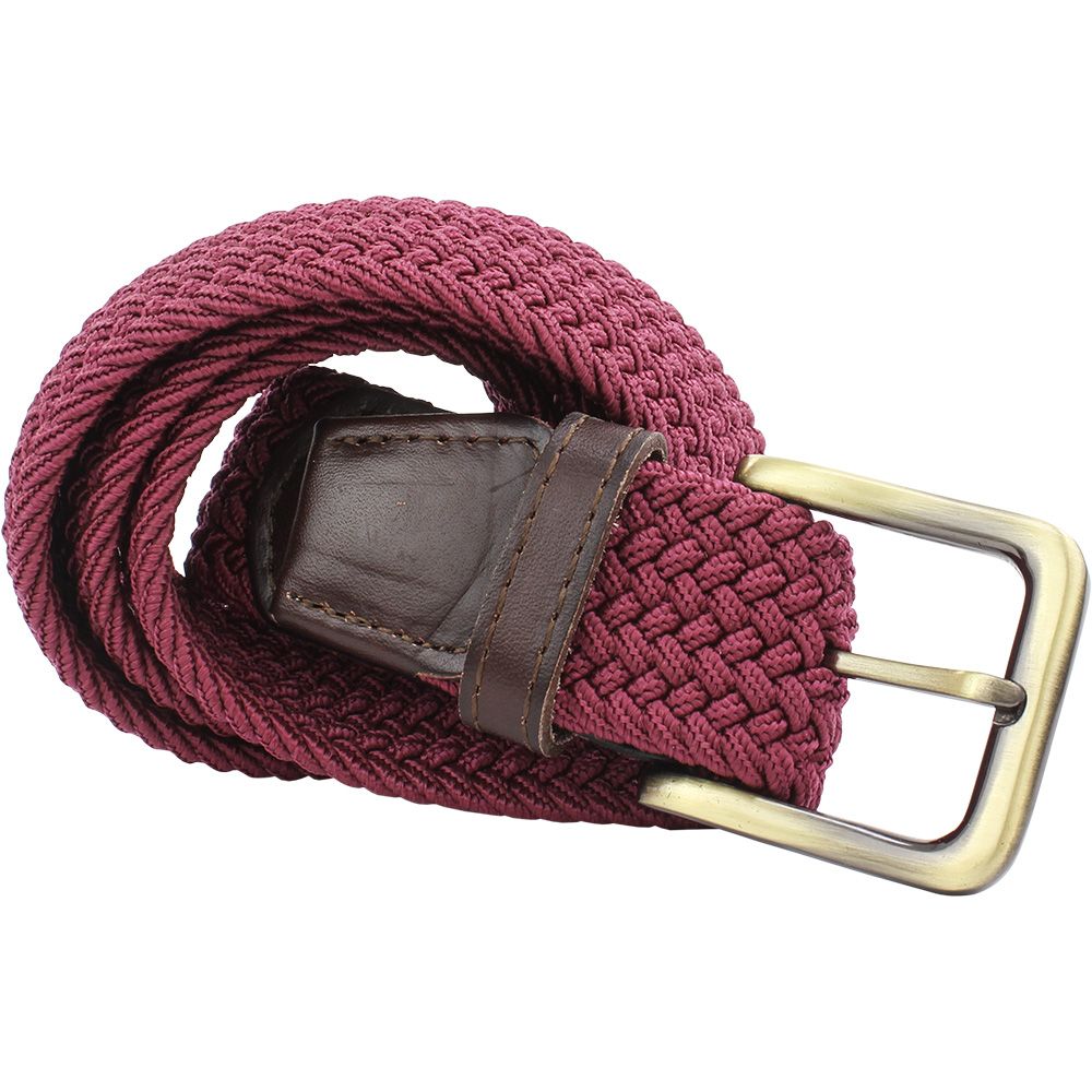 Sophos Webbed Leather Belt - Burgundy