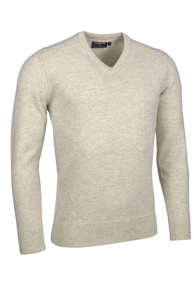 Glenmuir V-Neck Linen-Marl Lomond Lambswool Sweater