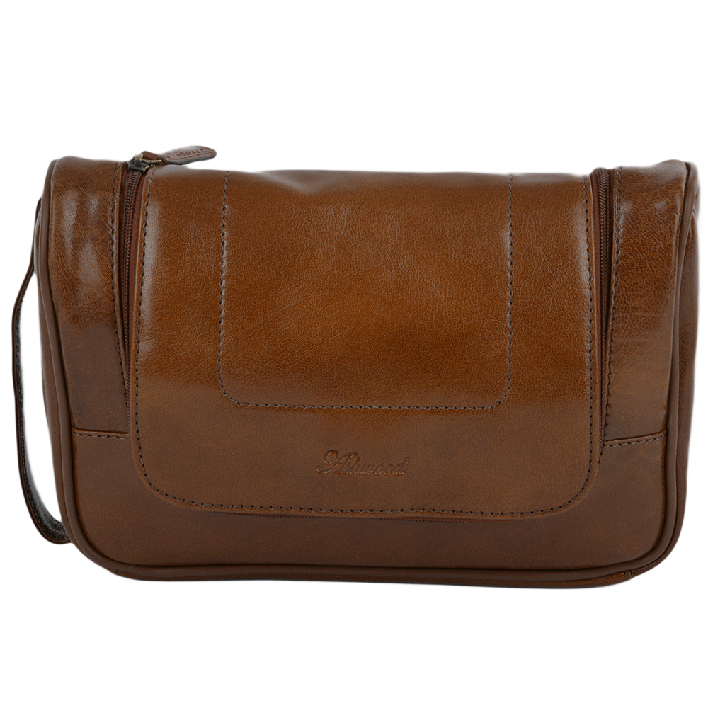 Ashwood Leather Chelsea Tumble Hanging Wash Bag - Brown