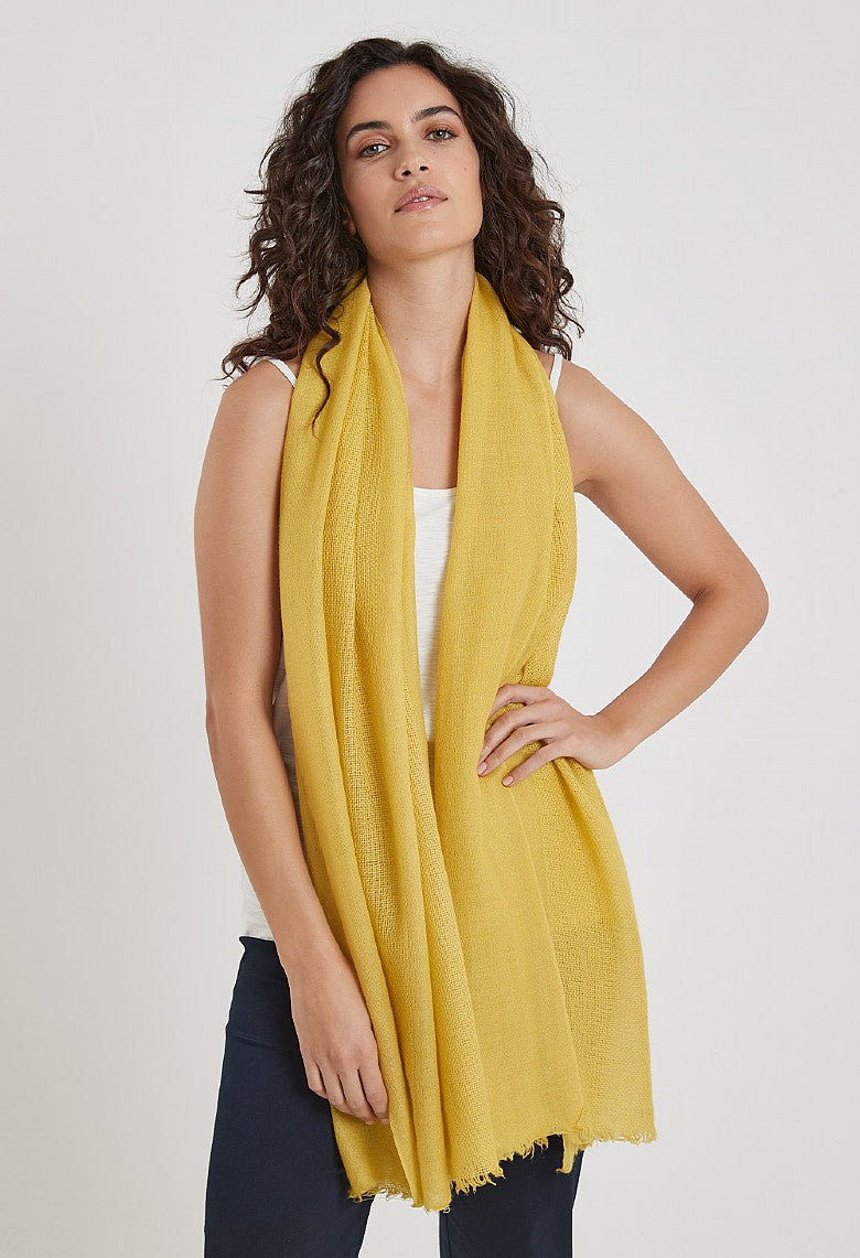 Adini Silk/Wool Luxe Shawl - Chartreuse