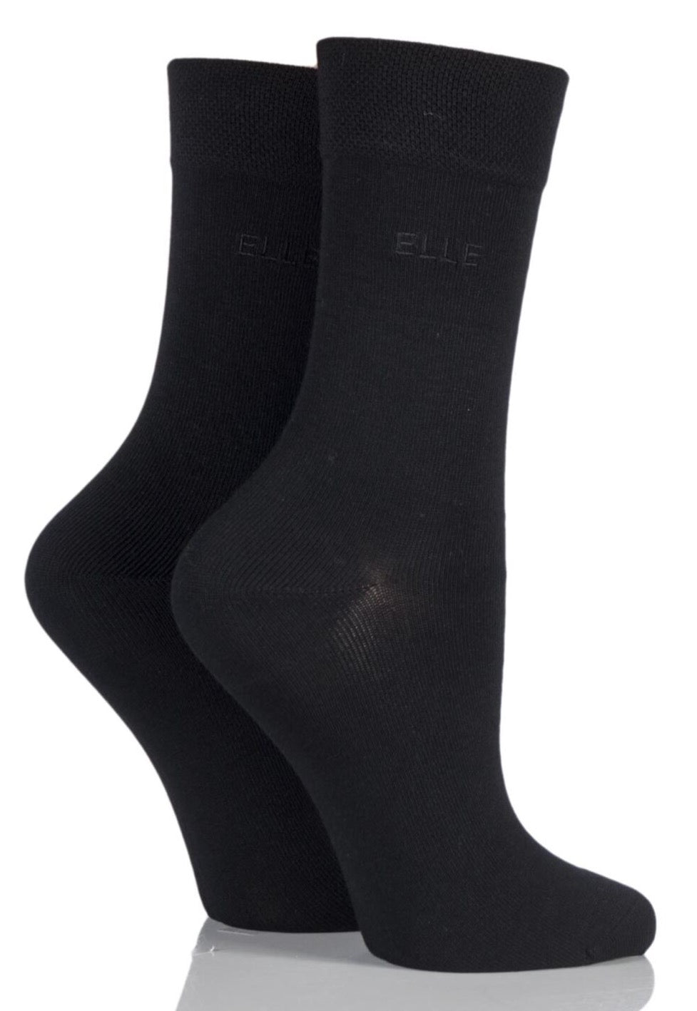 Elle 2 Pair Plain Bamboo Socks - Black