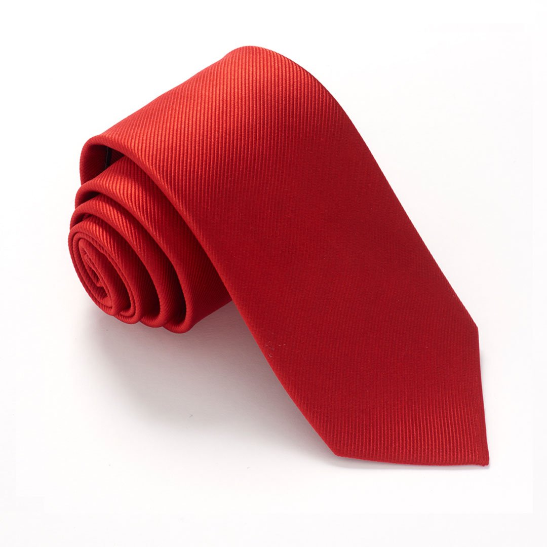 Van Buck Red Label Plain Silk Tie - Red