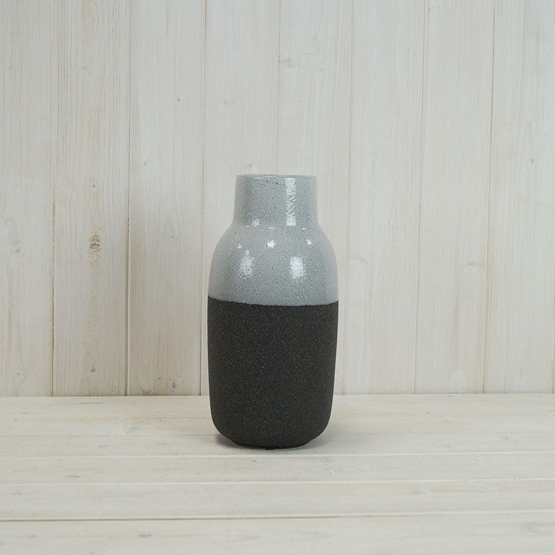 Satchville Textured Grey Vase With Glazed Neck
