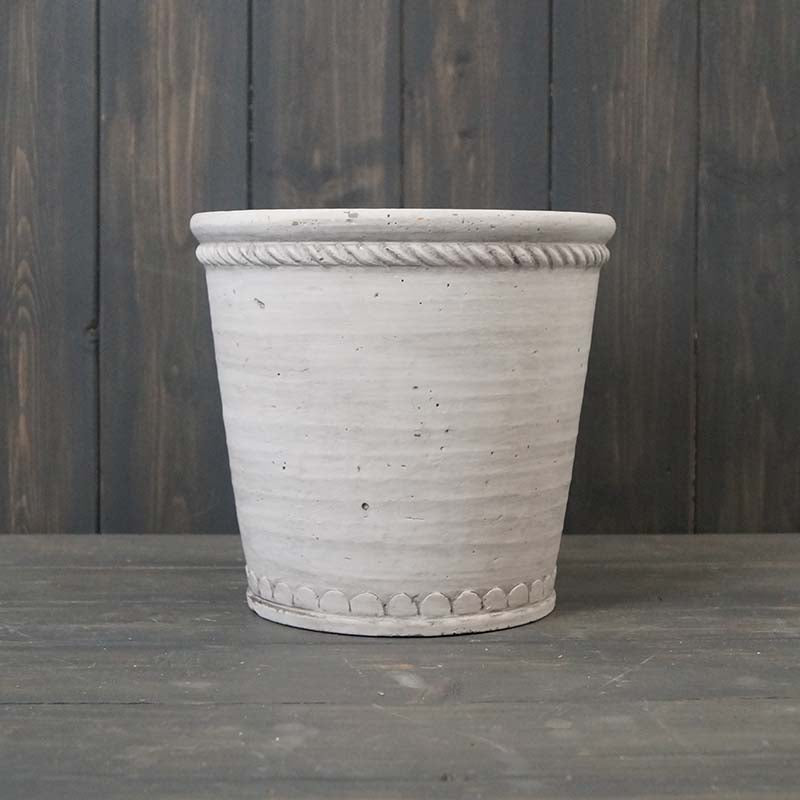 White Tapered Cement Pot