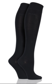 Elle Plain Bamboo Black Knee Highs - Bodenhams