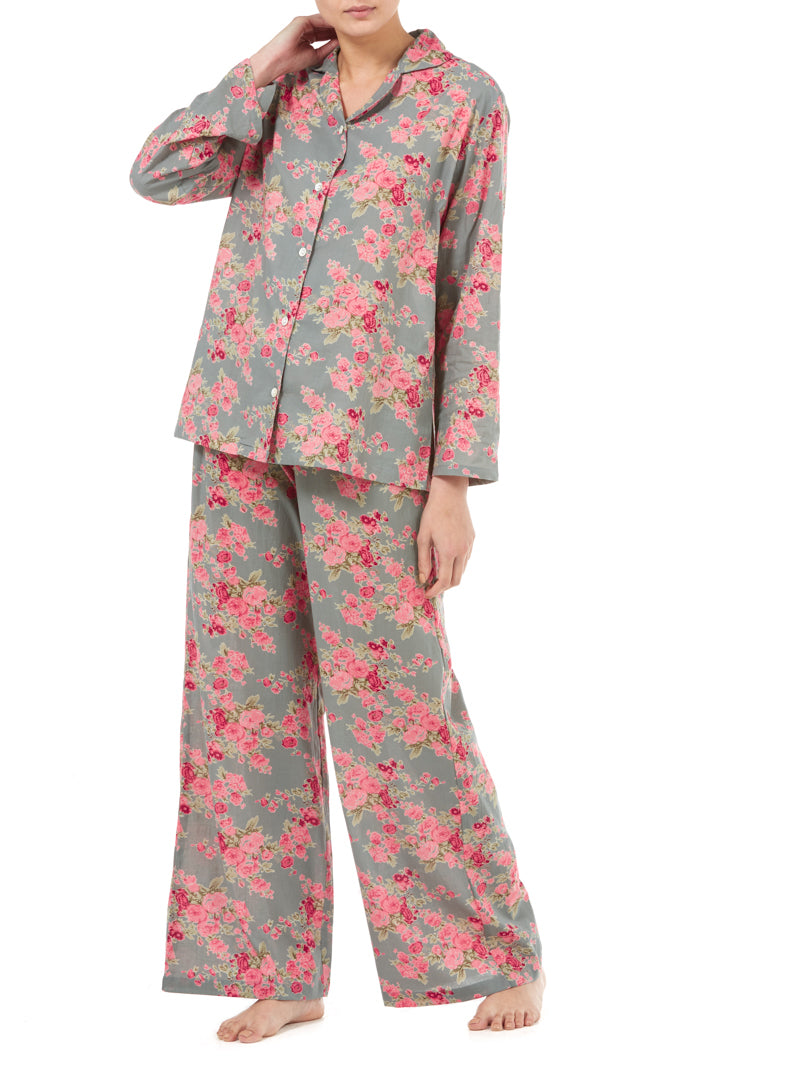 Gabrielle Parker Cotton Pyjamas -  Vintage Rose Antique Green