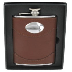 Sarome 6oz Brown Spanish Leather Flask