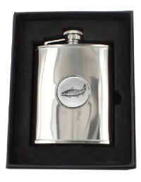 Sarome 6oz Stainless steel flask with fish emblem