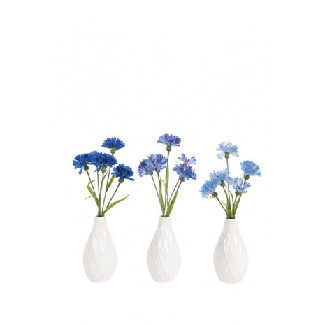 FloralSilk Cornflowers in Geometric Vase