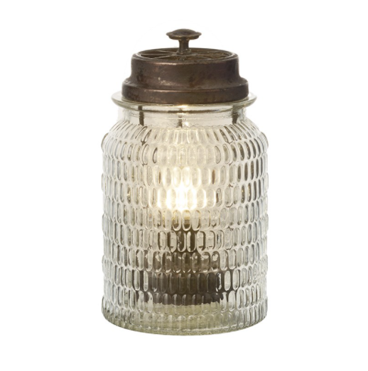 Glass jar with metal lid & Led