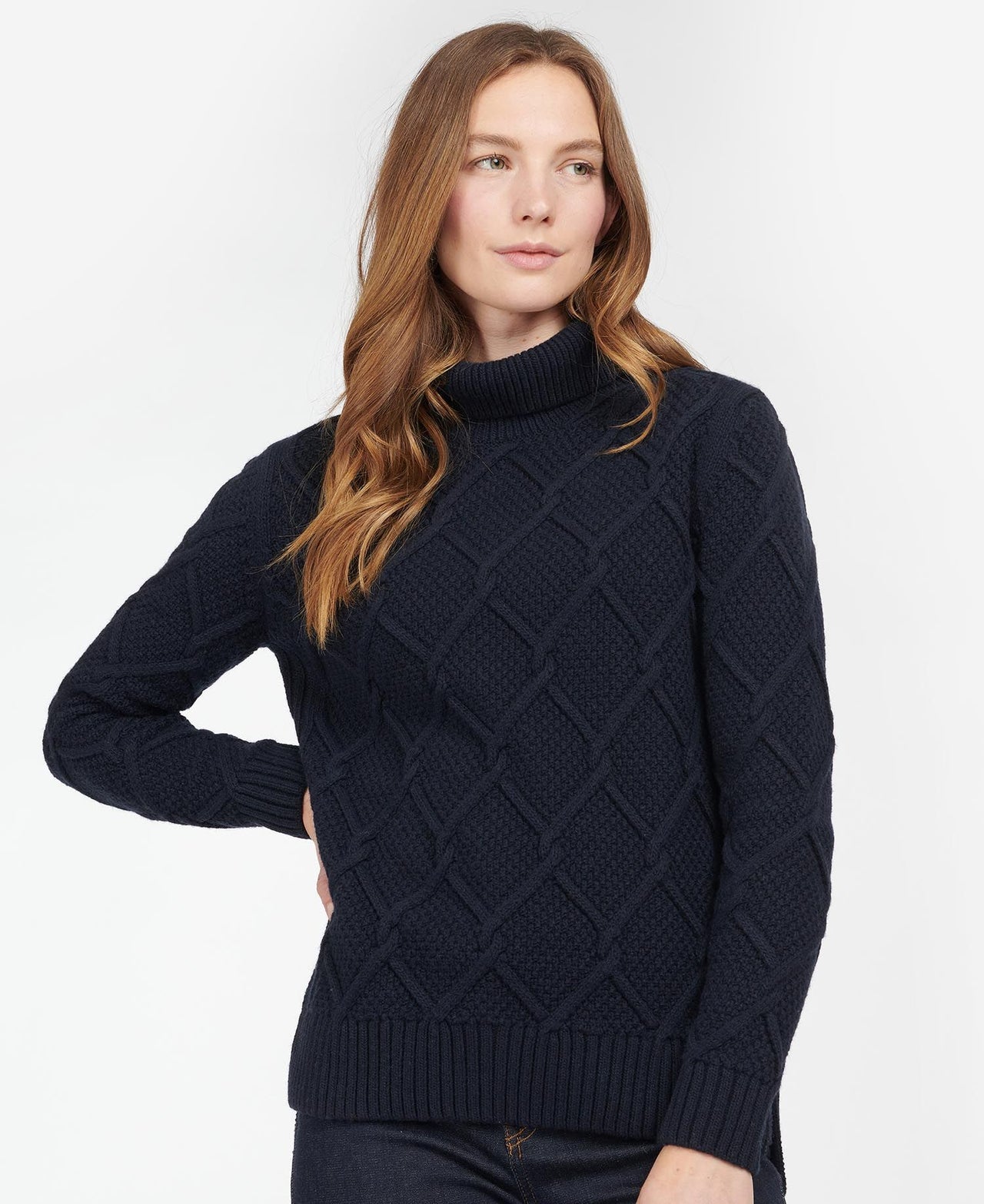 Barbour Burne Roll Neck Knitted Jumper - Navy