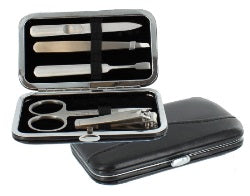 Sarome 5 Piece Stainless Steel Manicure Set in a Black PU Frame Case
