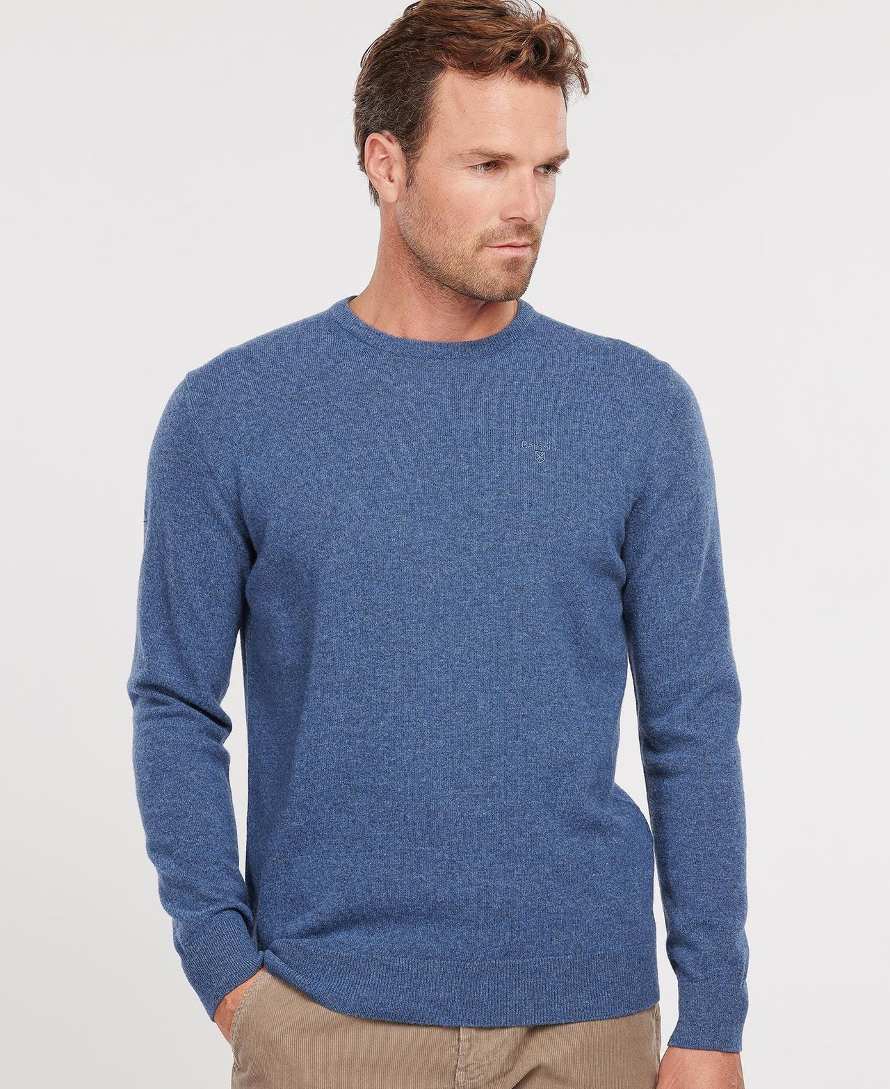 Barbour Essential Lambswool Crew Neck Jumper - Denim Marl