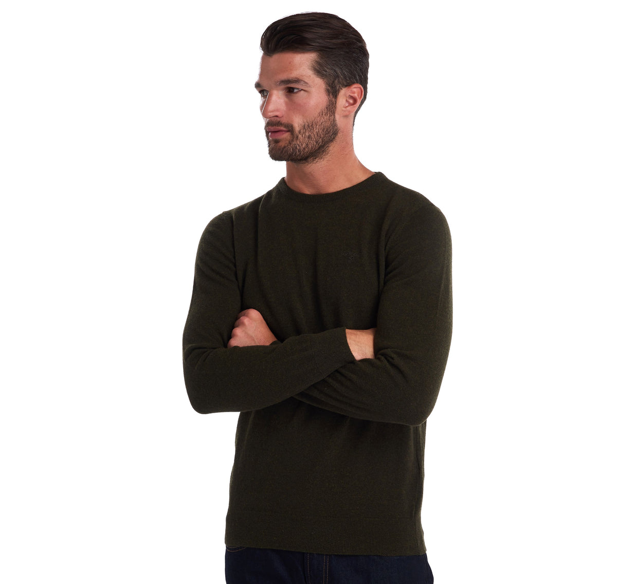 Barbour Essential Lambswool Crew Neck Jumper - Seaweed