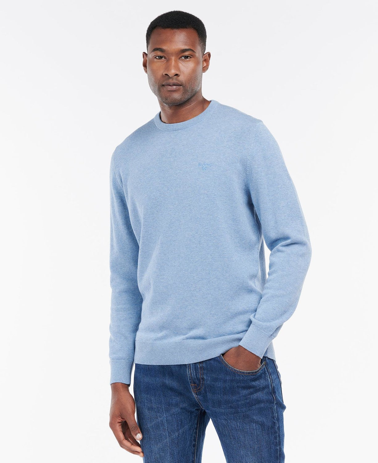 Barbour Pima Cotton Crew Neck Jumper - Dark Chambray