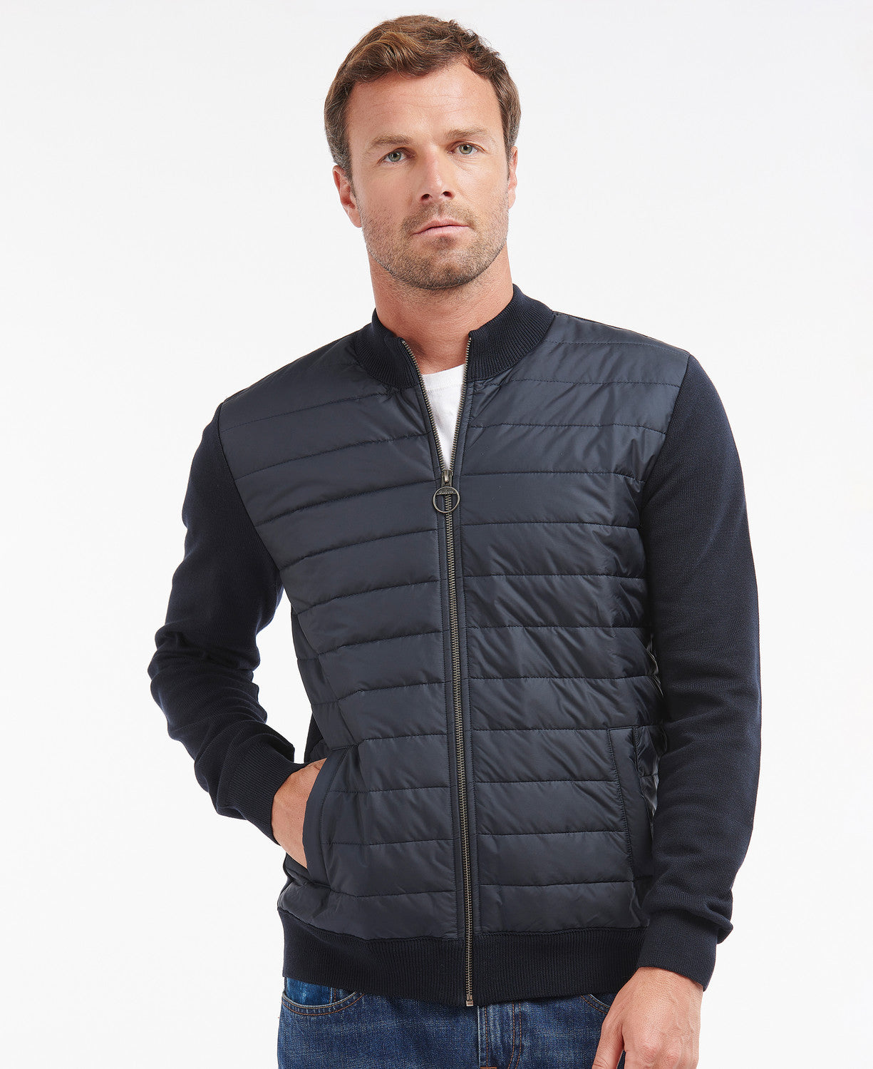 Barbour Carn Baffle Zip Through Jumper - Navy
