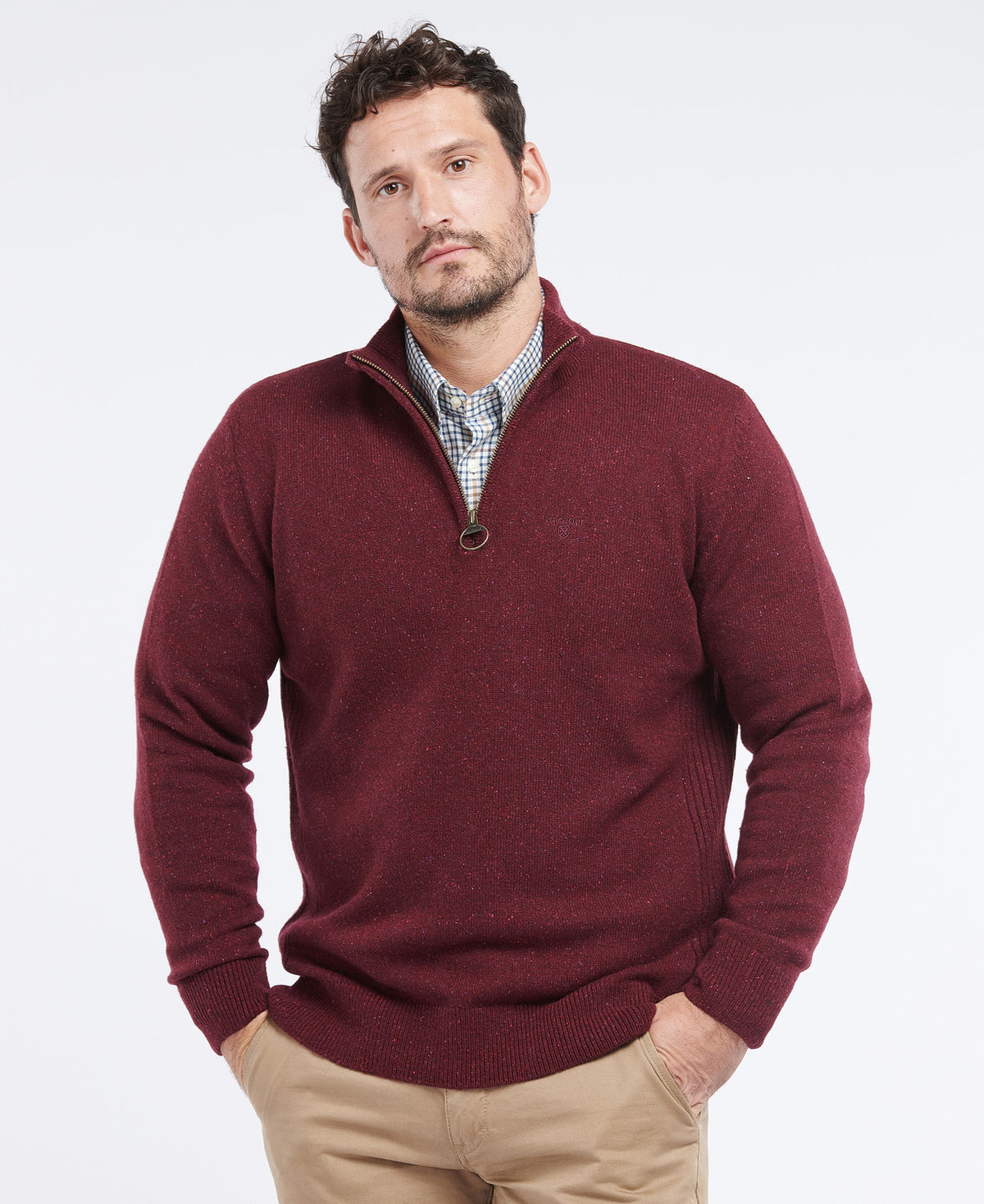 Barbour Tisbury Half Zip Jumper - Ruby