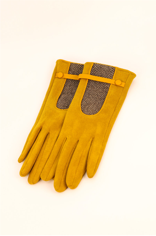 Powder Genevieve Faux Suede Gloves - Mustard