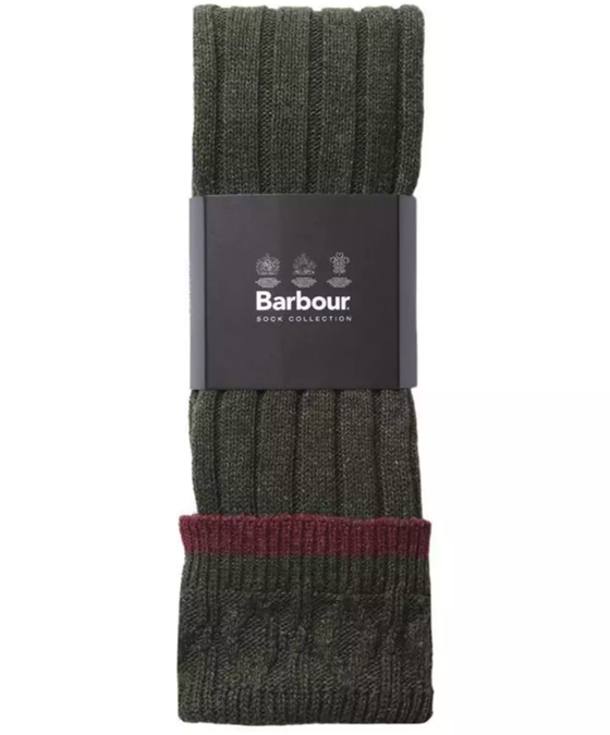 Barbour Contrast Gun Stockings - Olive/Cranberry