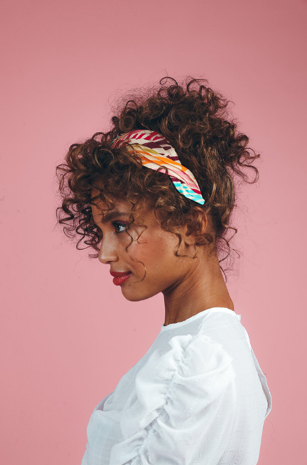 Powder Twisted Satin Rainbow Zebra Headband