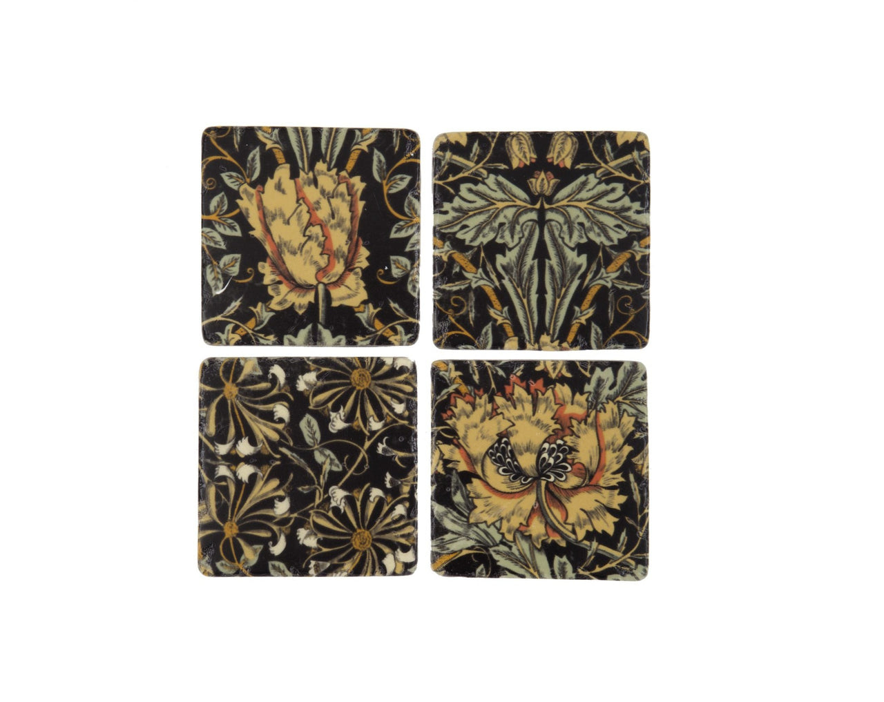 London Ornaments Black Floral Coasters