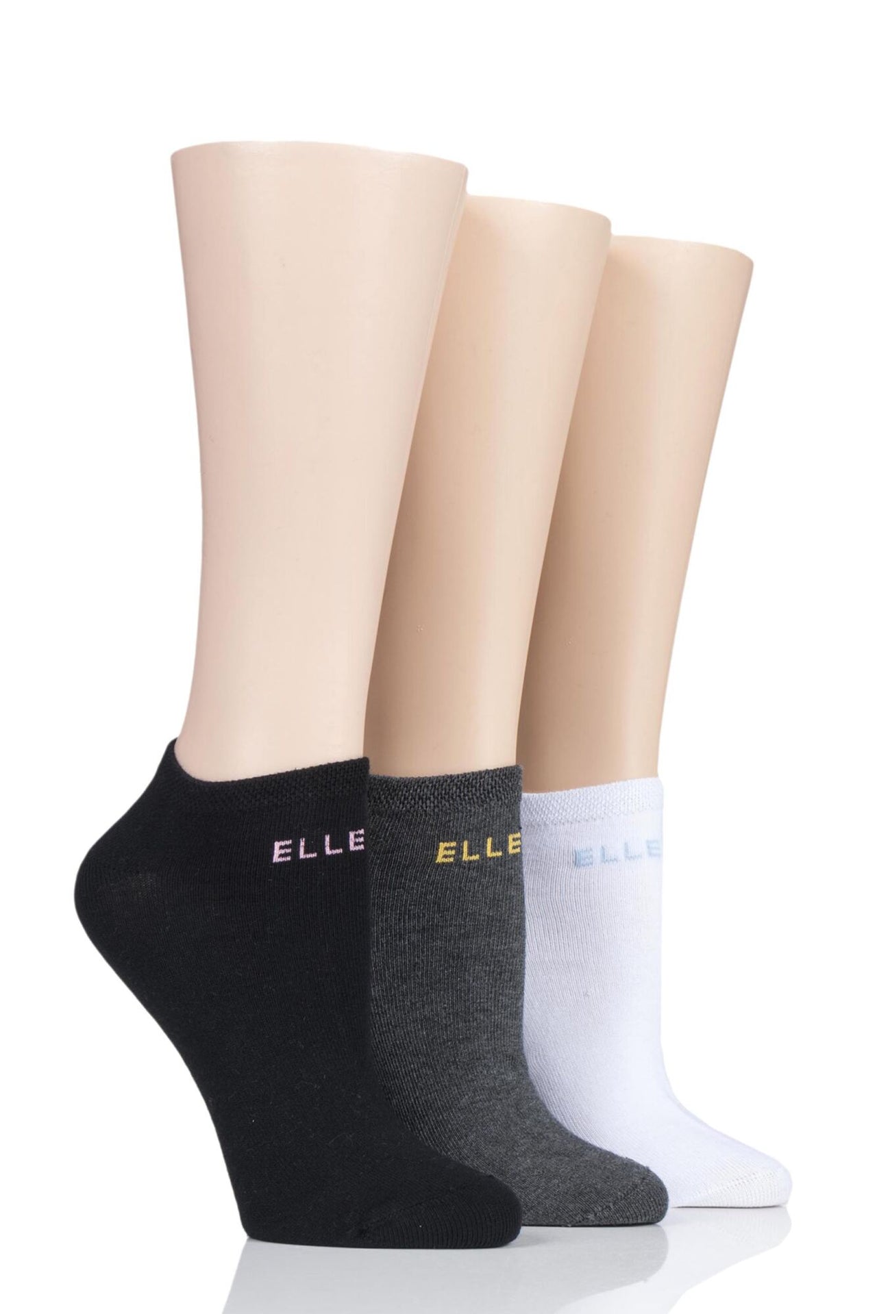 Elle No-Show Cotton Mix Trainer Black/Grey/White Socks