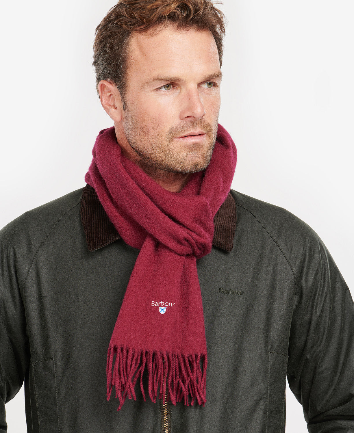 Barbour Plain Lambswool Scarf - Winter Red