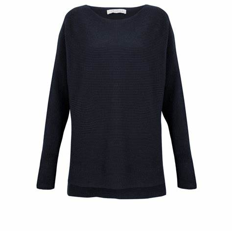 Amazing Woman Celia Round Neck Ribbed Navy Knit