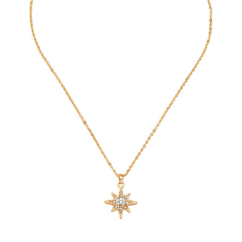 White Leaf Gold Star Pendant Necklace