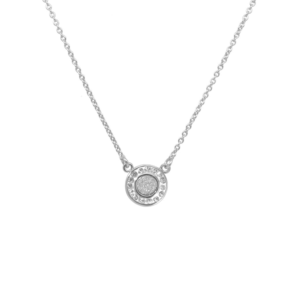 White Leaf Crystal Circle Necklace
