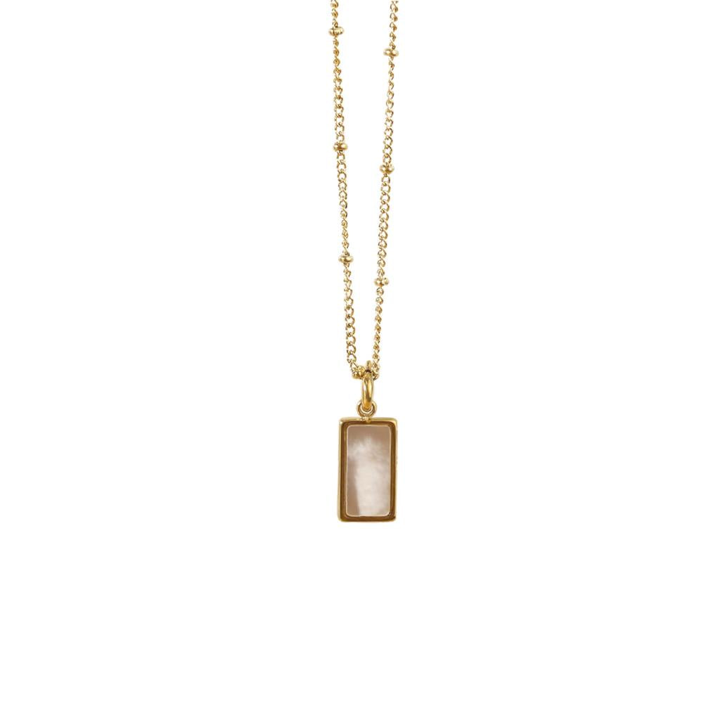 White Leaf Gold Natural Stone Opal Necklace