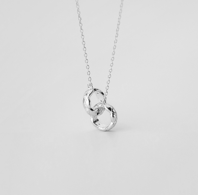 White Leaf Twin Criss-Cross Hoop Necklace