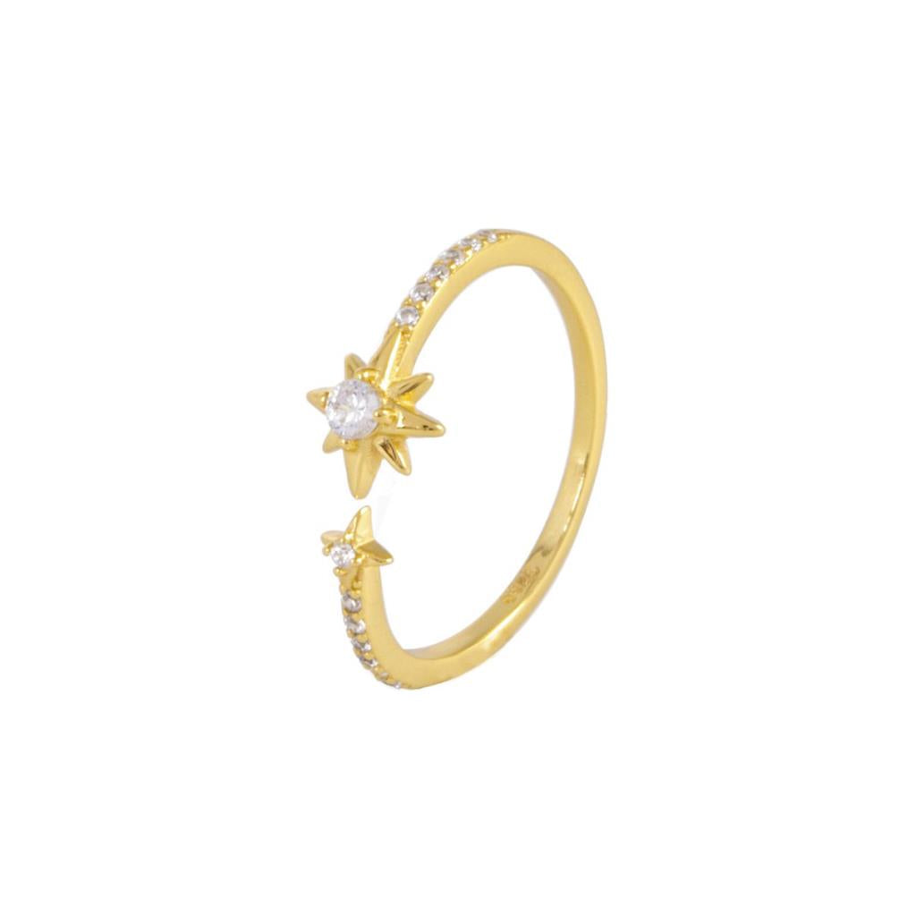 White Leaf Twin Star Cubic Zirconia Ring