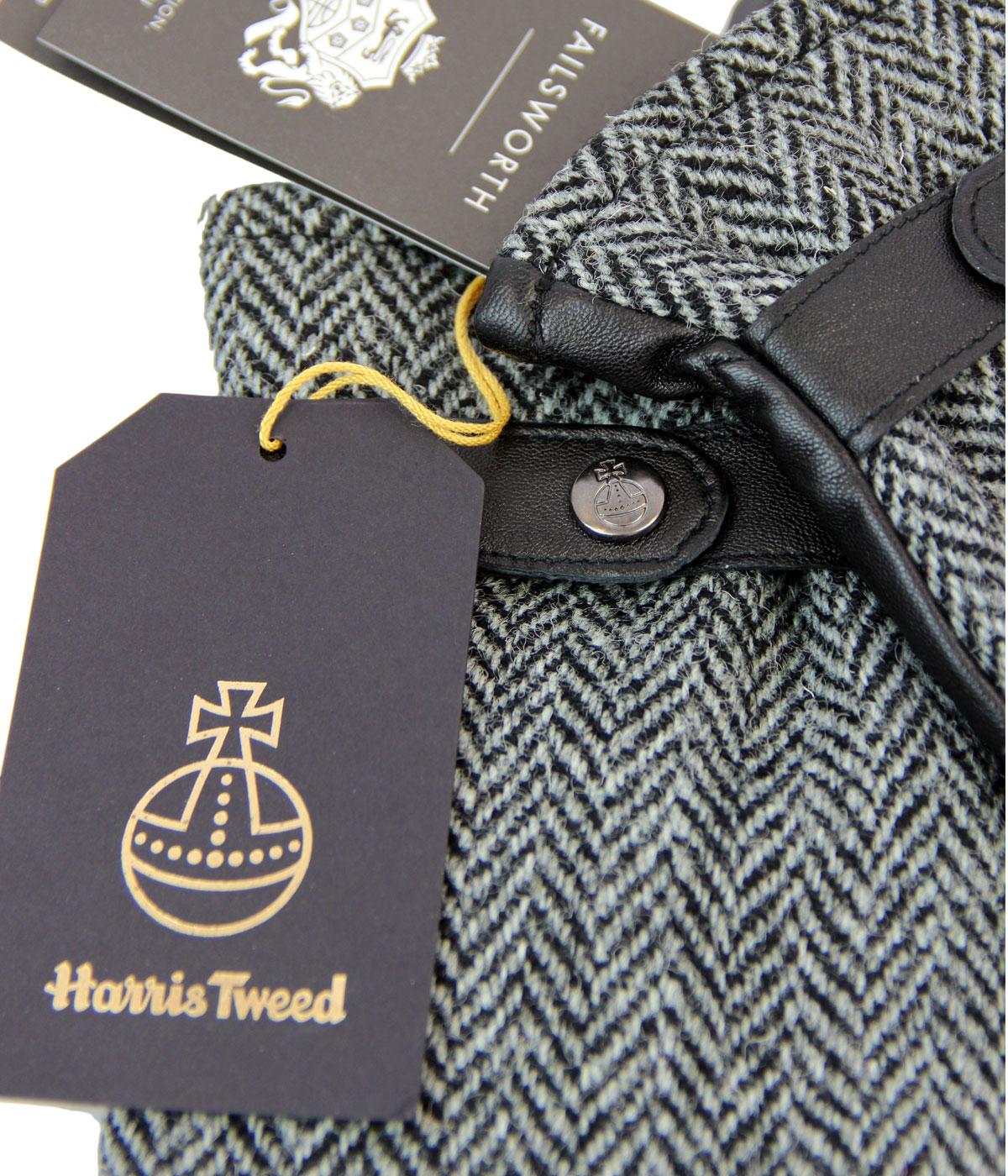 Failsworth Harris Tweed and Leather Charcoal Gloves