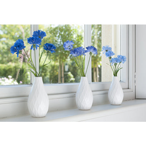 FloralSilk Cornflowers in Geometric Vase