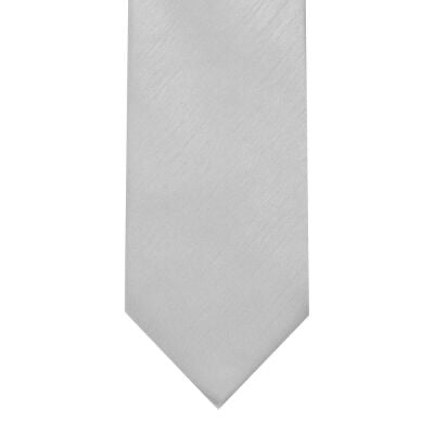 LA Smith Plain Shantung Silver Tie