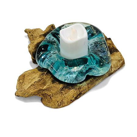 Makasi Root with Glass Candle Holder Single - MB108