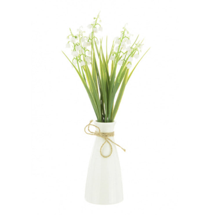 Floralsilk Lily of Valley in Ripple Vase