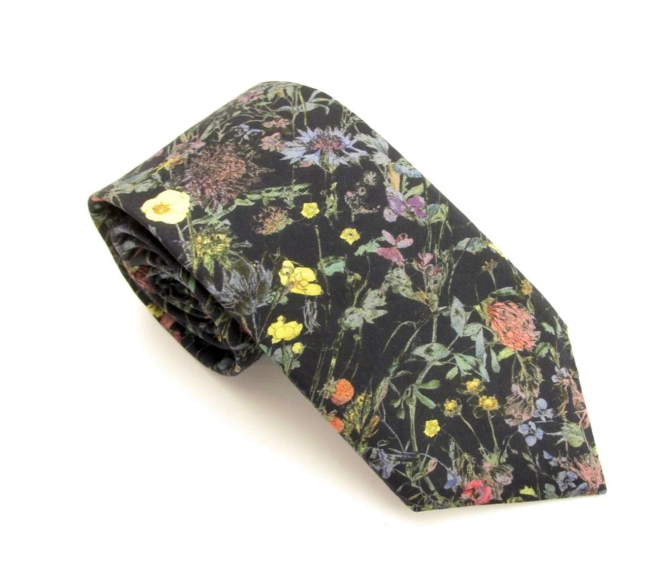 Van Buck Wild Flowers Navy Cotton Tie Made With Liberty Fabric