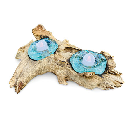 Makasi Root With Glass Candle Holder Double