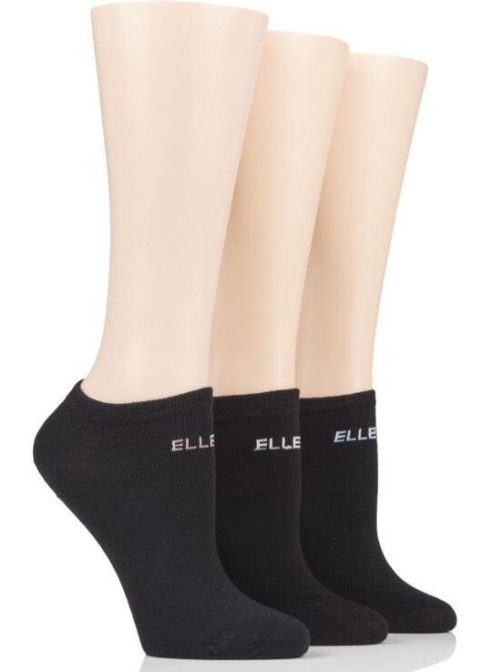 Elle 3 Pair Ankle Black Socks