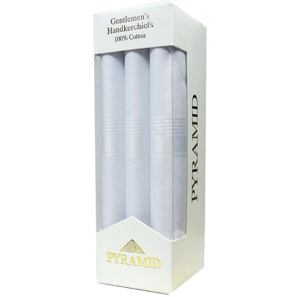 Pyramid PM2 Gentlemen’s Fancy Handkerchiefs Pack of 3 White