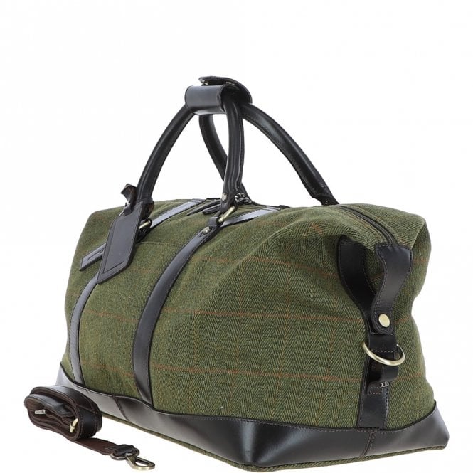Ashwood Marcus Tweed Weekender Bag - Green/Brown
