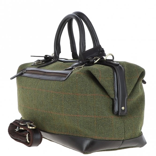 Ashwood Marcus Tweed Weekender Bag - Green/Brown