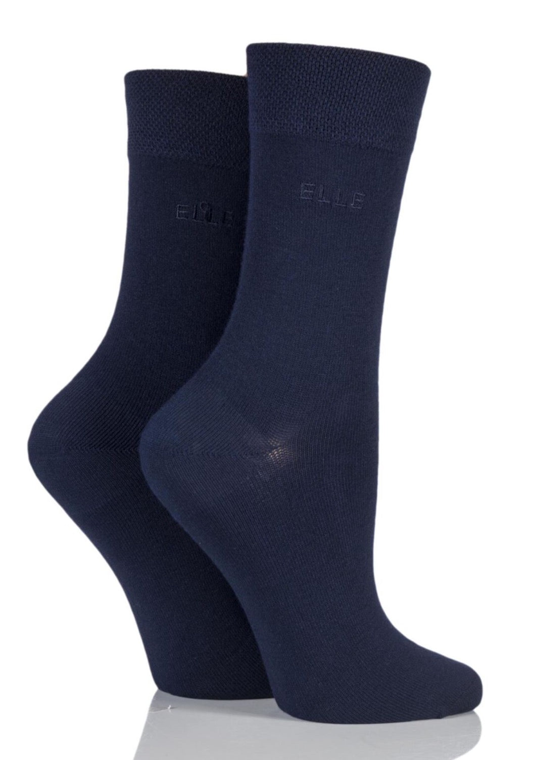 Elle 2 Pair Plain Bamboo Socks - Navy