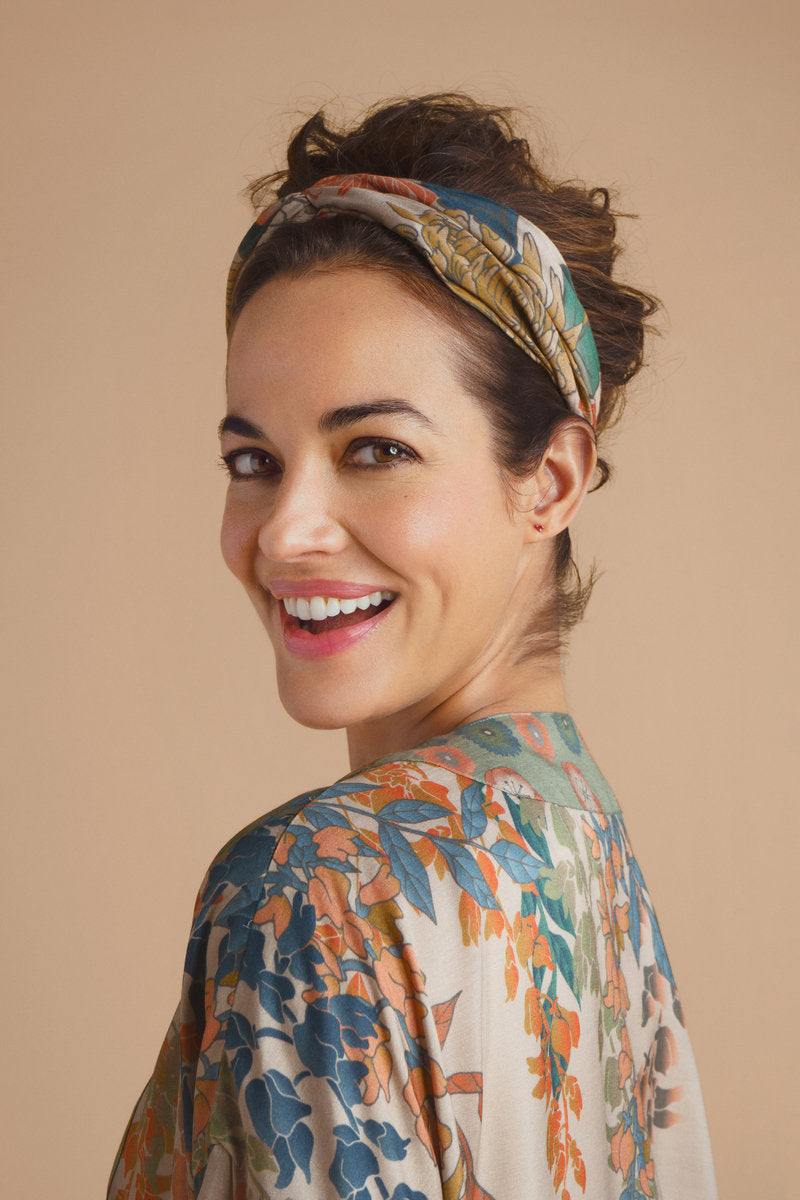 Powder Elasticated Headband - Trailing Wisteria
