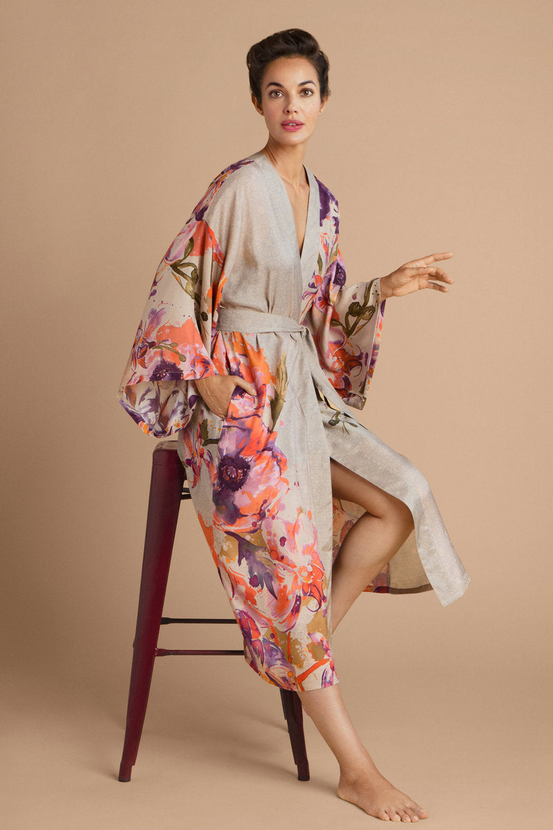 Powder Orchid and Iris Kimono Gown
